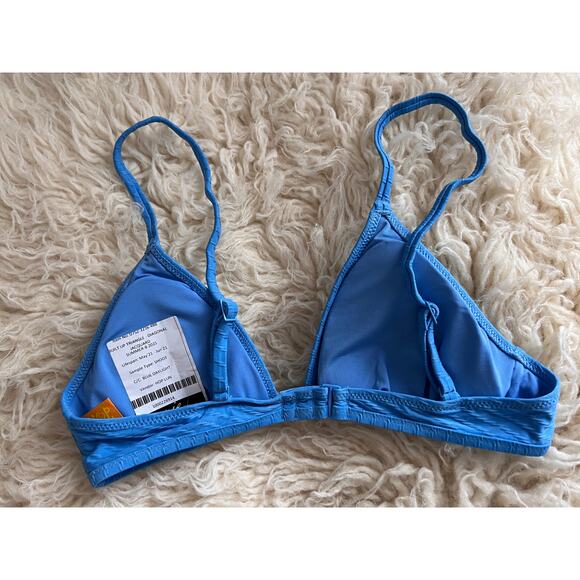 Aerie Hop Lun Blue Bikini Top Size S Built-Up Triangle Swimwear NWT - Picture 2 of 6